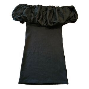 ZARA Black Off Shoulder Bubble Sleeve Dress Size L Chic Romantic Balletcore Tube